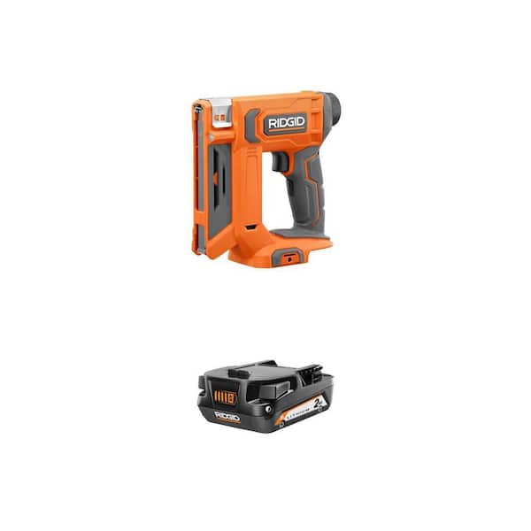 18V Cordless 3/8 in. Crown Stapler (Tool Only) and 18V 2.0 Ah Battery Combo