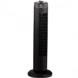 28 in. 3-Fan Speeds Tower Fan in Black with Sturdy Base and Dense Netted Air Outlet
