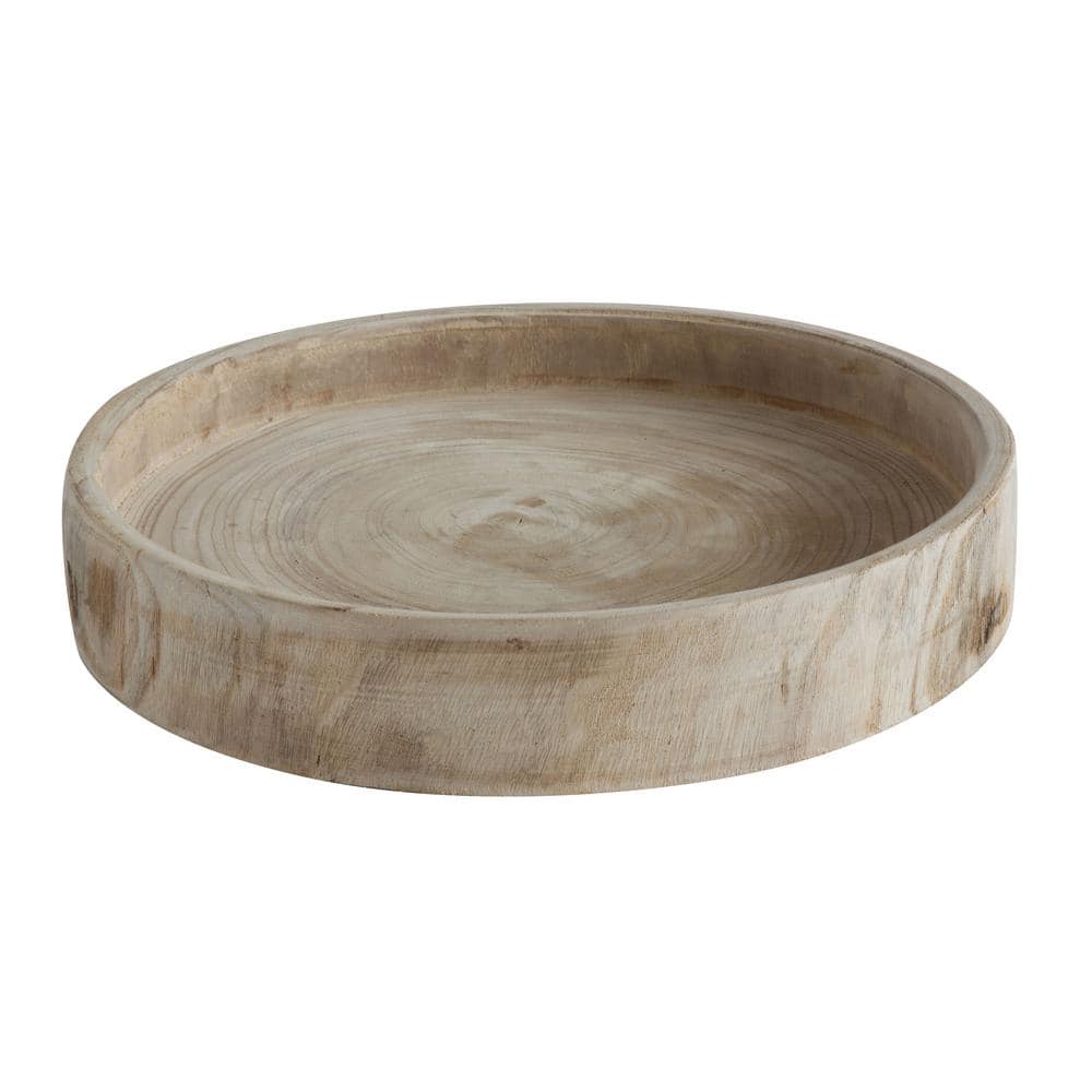 Elegant Hand-Carved Paulownia Wood Decorative Tray