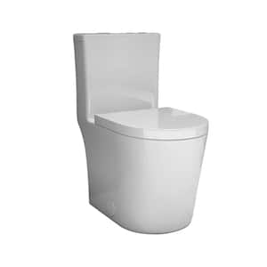 23 in. 1-piece 0.8/1.6 GPF Dual Flush Elongated Toilet in White Seat Included