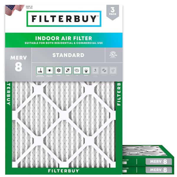 17 in. x 21 in. x 1 in. MERV 8 (FPR 5) Dust Defense Pleated HVAC AC Furnace Air Filters Replacement (3-Pack)