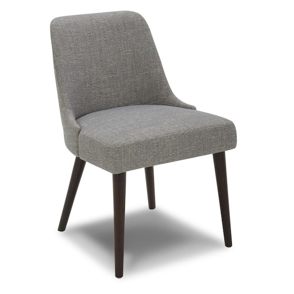 Leo Fog Gray Mid-Century Modern Dining Chairs with Fabric Seat and Wood Legs for Kitchen and Dining Room (Set of 4)