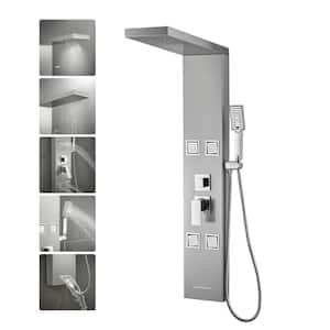 44.5 in. 4-Jet Shower System with Hand-Shower and 360° Angled Adjustable Angle Body Sprayers in Brushed Nickel