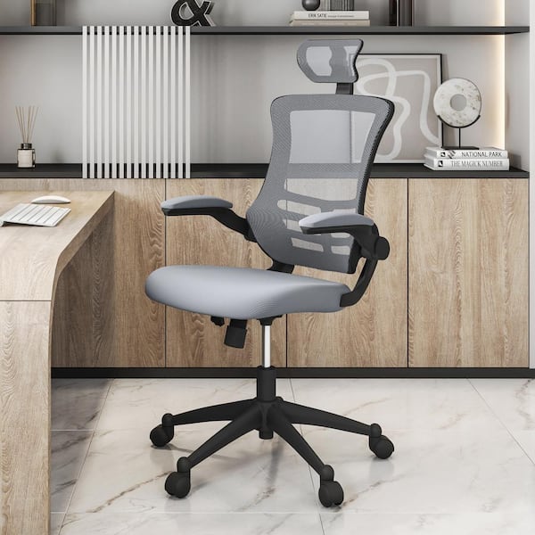 TECHNI MOBILI 26.5 in. Width Big and Tall Silver Grey Fabric Ergonomic Chair with Adjustable Height
