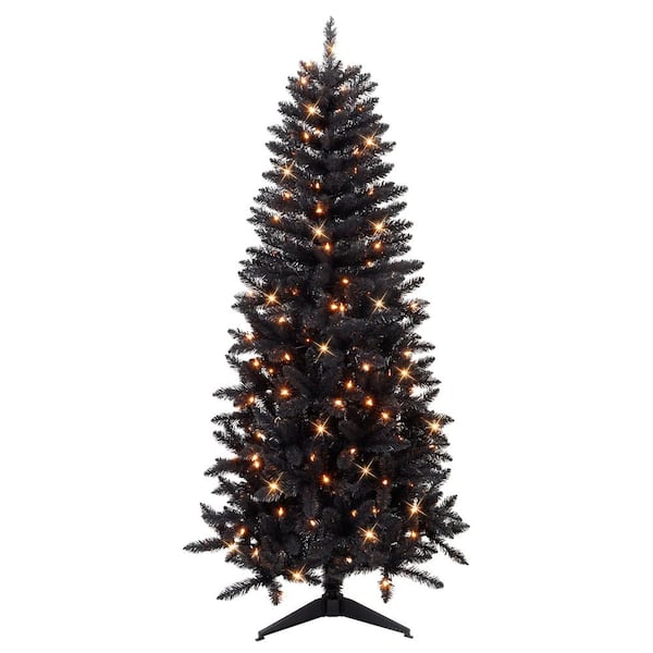 Puleo International 6 ft. Prelit Black Carson Pine Artificial Christmas Tree