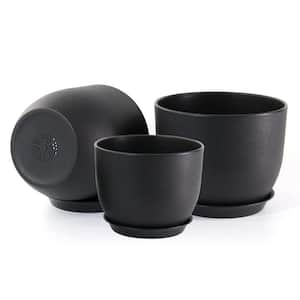12/10/9 in Large Black Plastic Round Planter Set (3-Pack