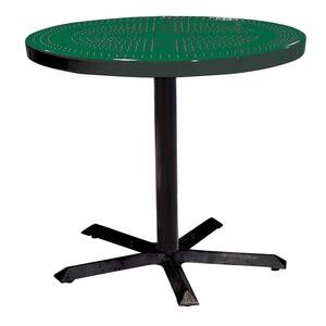 36 in. Green Round Metal Perforated Portable Pedestal Table