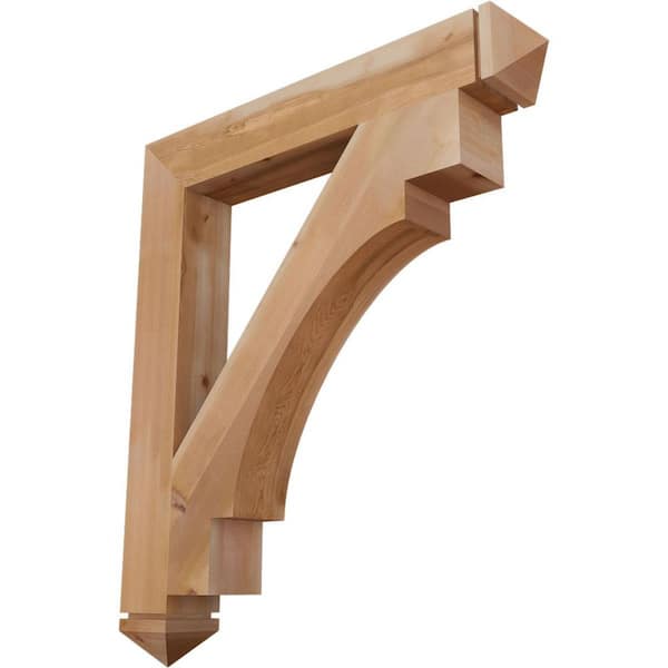 Ekena Millwork 5.5 in. x 48 in. x 42 in. Western Red Cedar Merced Arts and Crafts Smooth Bracket