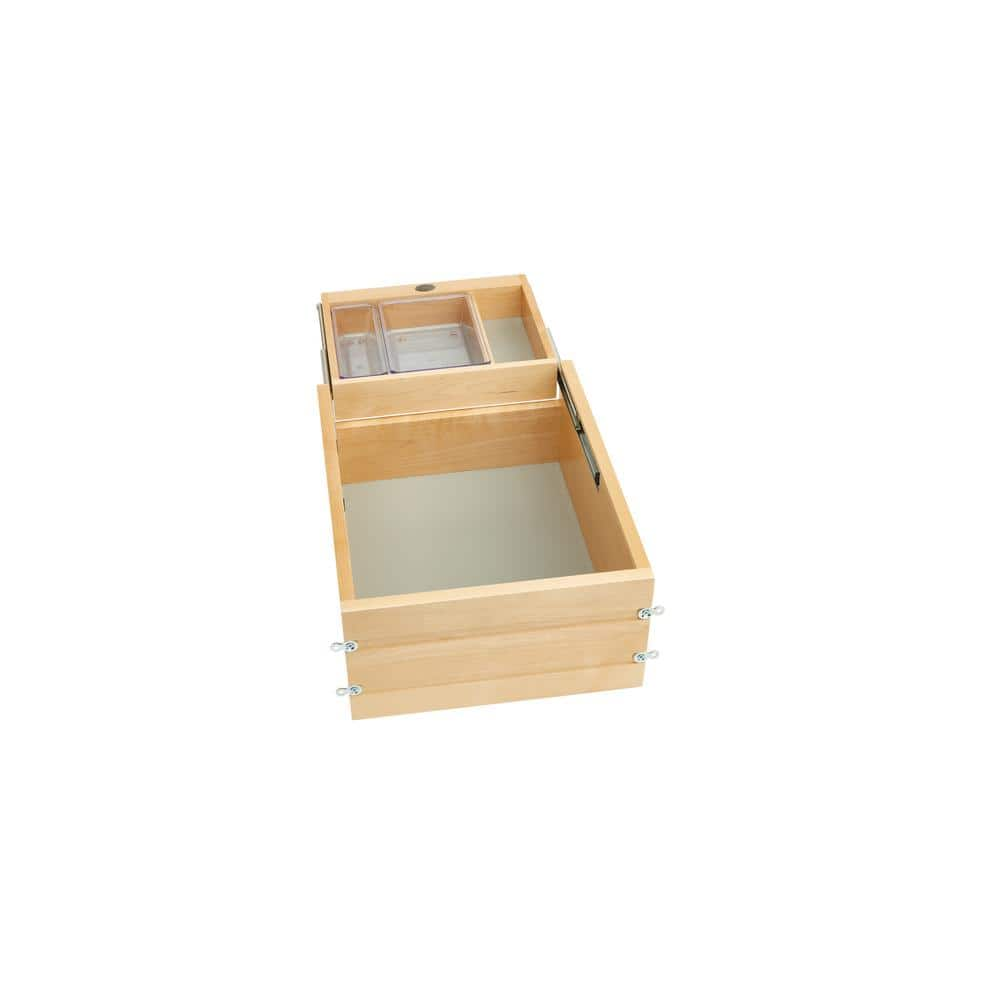 Rev-A-Shelf 8 in. H x 15 in. W x 18.69 in. D Wood Vanity Half-Tiered Drawer with Soft-Close Slides