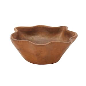 Brown Handmade Teak Wood Live Edge Free Form Decorative Bowl