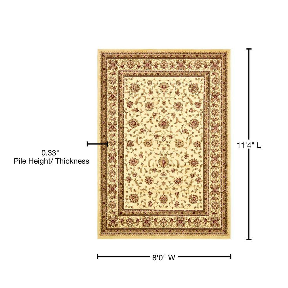 Ivory and Gold Rectangular Floral Synthetic Area Rug