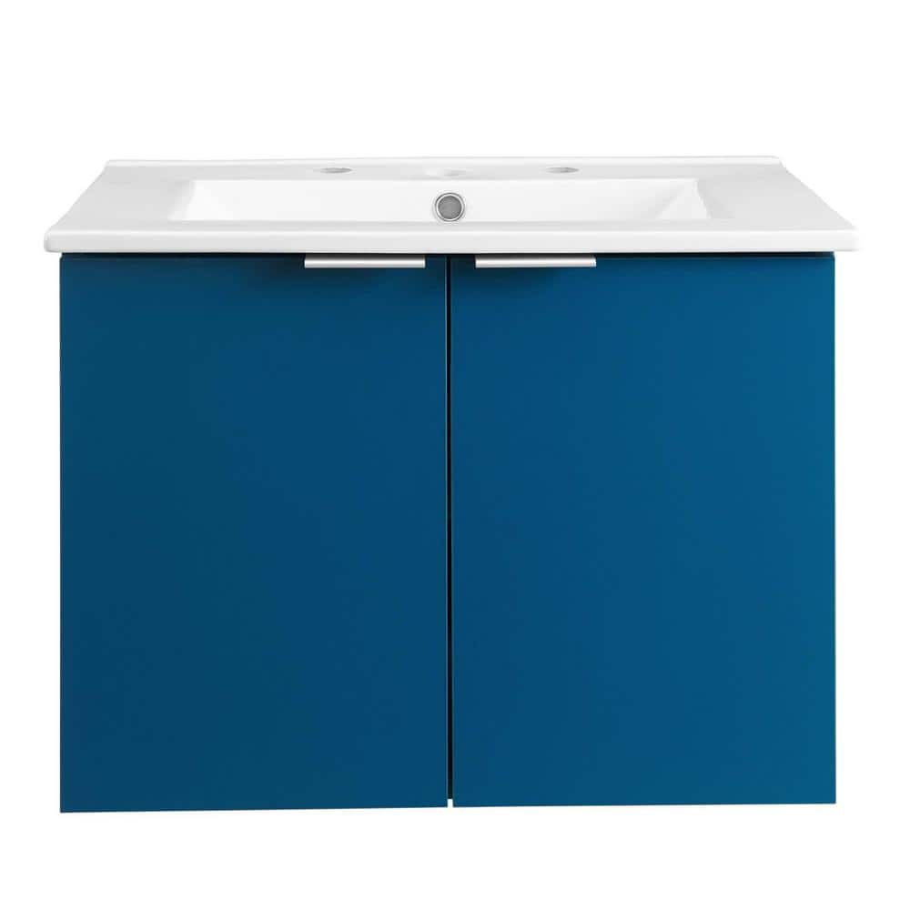 Maybelle Navy White 24" Wall-Mount Modern Bathroom Vanity