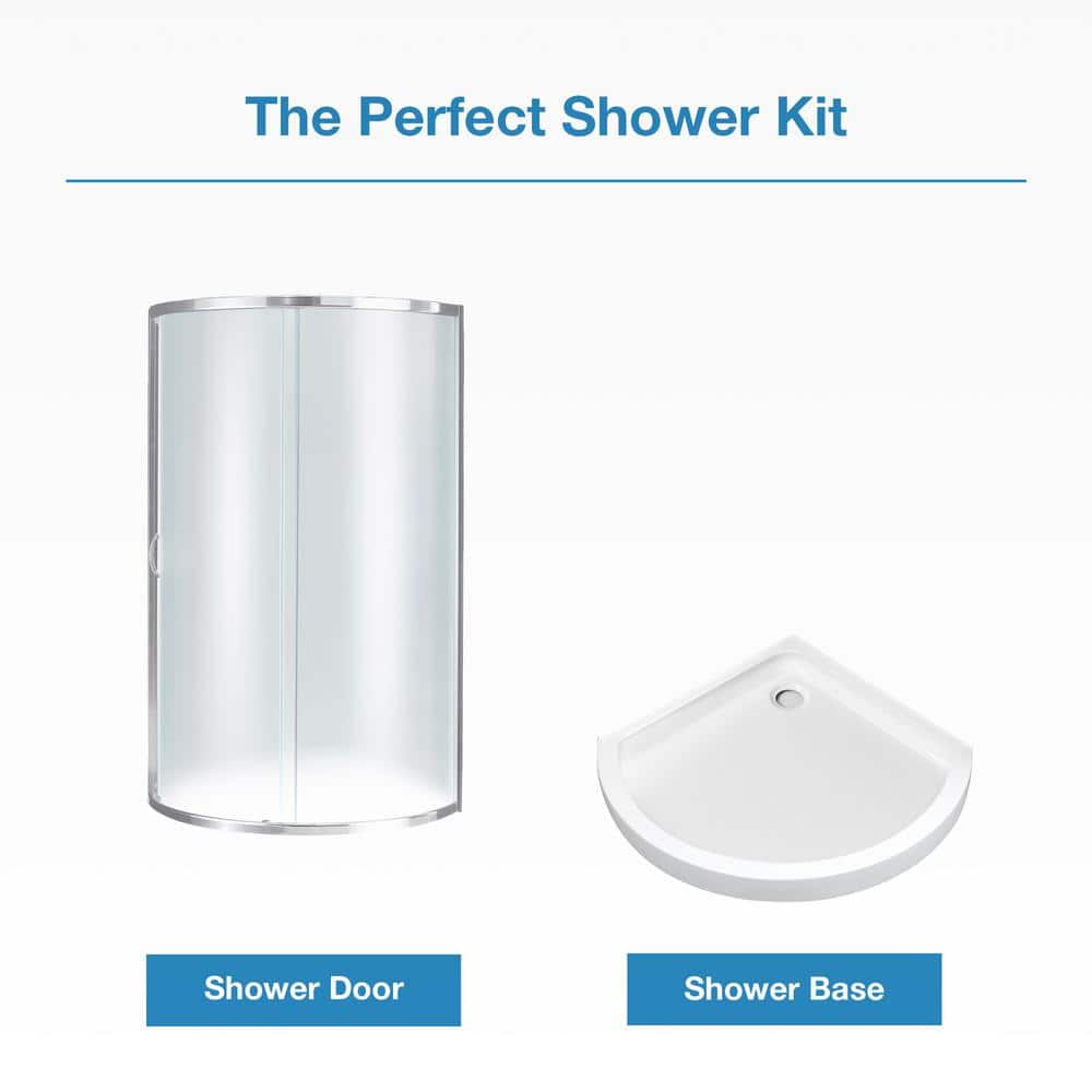 Breeze 34'' Frosted Glass Corner Shower Kit with Chrome Finish