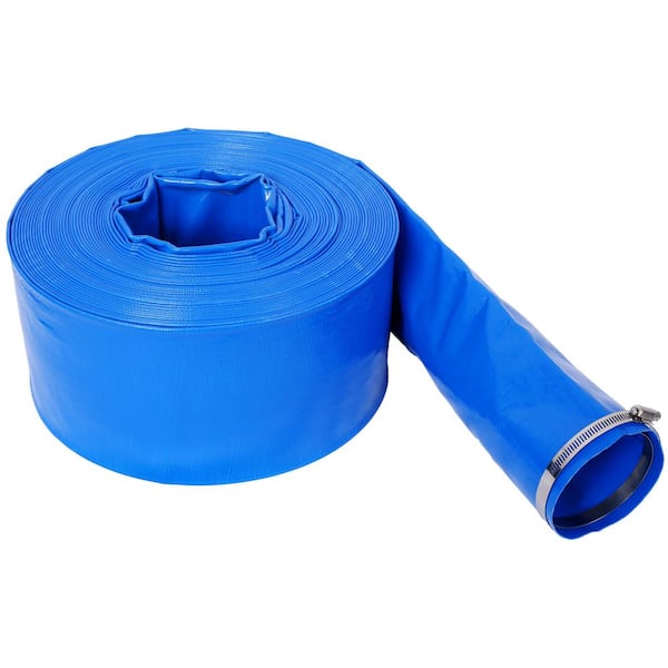 3 in. x 100 ft. Blue PVC Pool Backwash Hose Pump Cover with Clamps