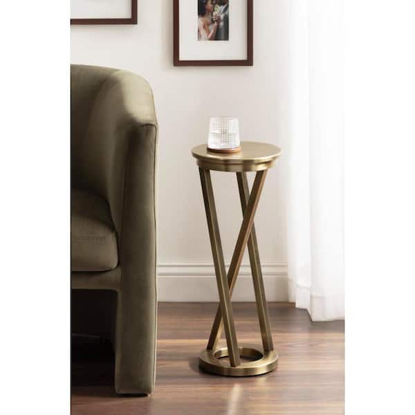 Aja 9 in. Gold Round Metal End Table
