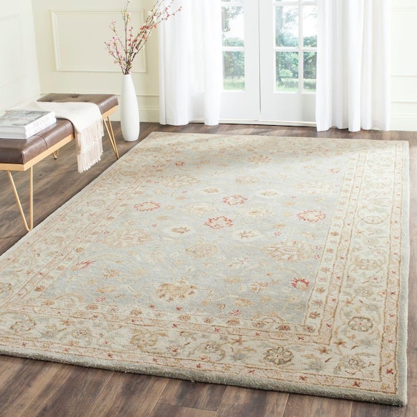 Antiquity Grey Blue/Beige 6 ft. x 9 ft. Border Area Rug