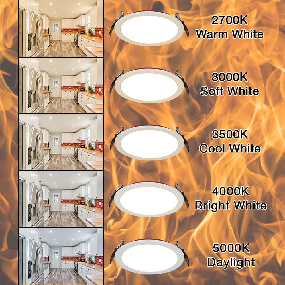 6-Inch Matte White Fire-Rated Canless LED Downlight