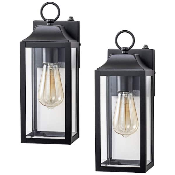 C Cattleya Matte Black Dusk to Dawn Outdoor Hardwired Wall Lantern