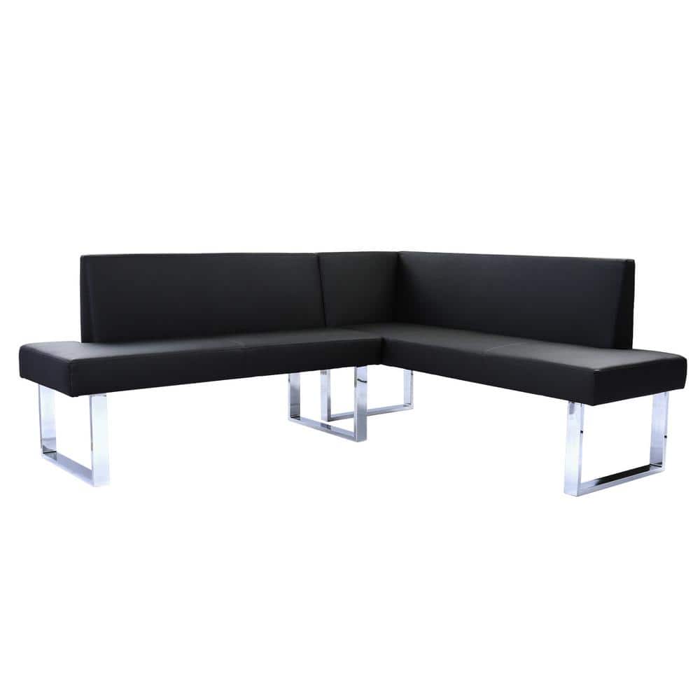 GOJANE Black Dining Bench with Back with Metal Legs 75 in.(Set of 1) W21037607LWY - The Home Depot