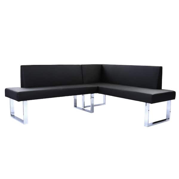 GOJANE Black Dining Bench with Back with Metal Legs 75 in.(Set of 1)