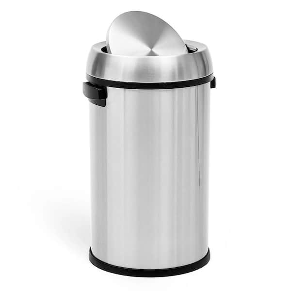 17 gal. Swing Open Trash Can, Round Stainless Steel Trash Can, Commercial Trash Can