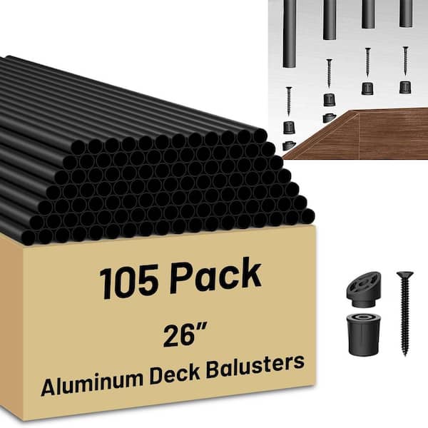 Freedom 80-in x 1.5-in Matte Black Aluminum Baluster Connector