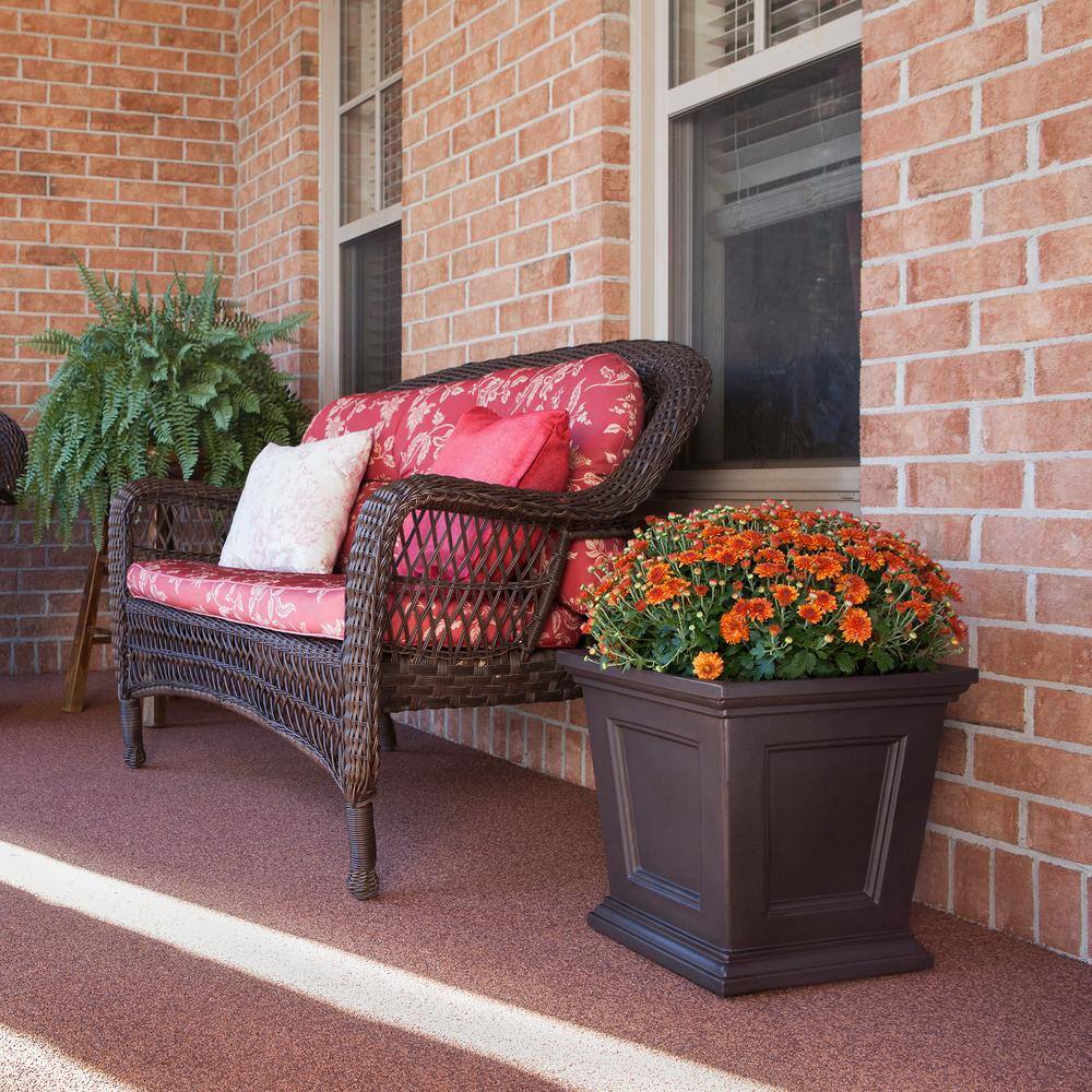 Espresso 17" Square Self-Watering Polyethylene Planter