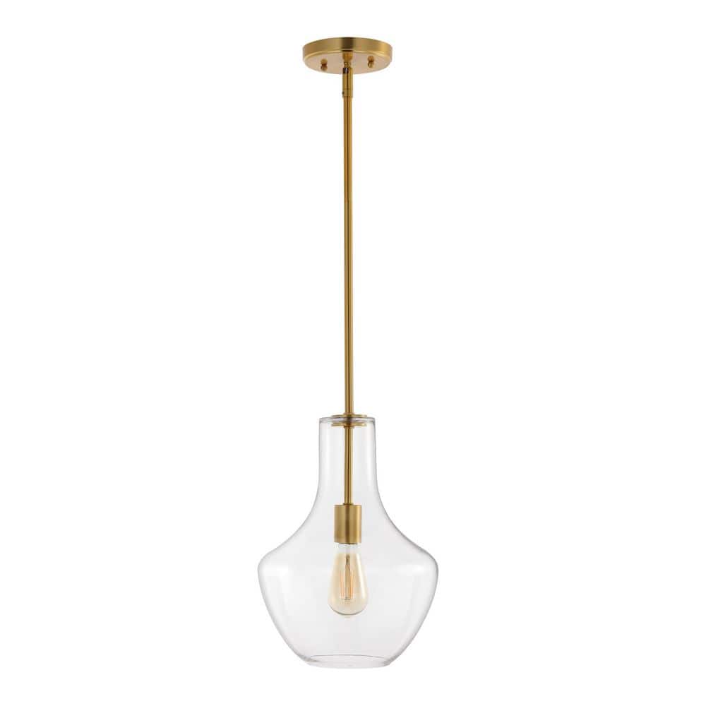 Watts 10.5" Gold and Clear Glass LED Pendant Light