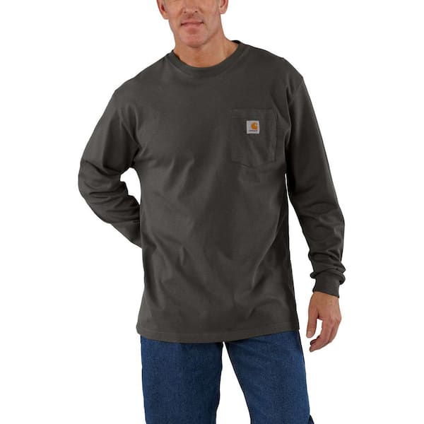 Carhartt Men's 3 XLT Peat Cotton Workwear Pkt LS T-Shirt K126-306 - The ...