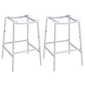 Jovani 29 in. Clear and Chrome Metal and Acrylic Backless Bar Stools (Set of 2)