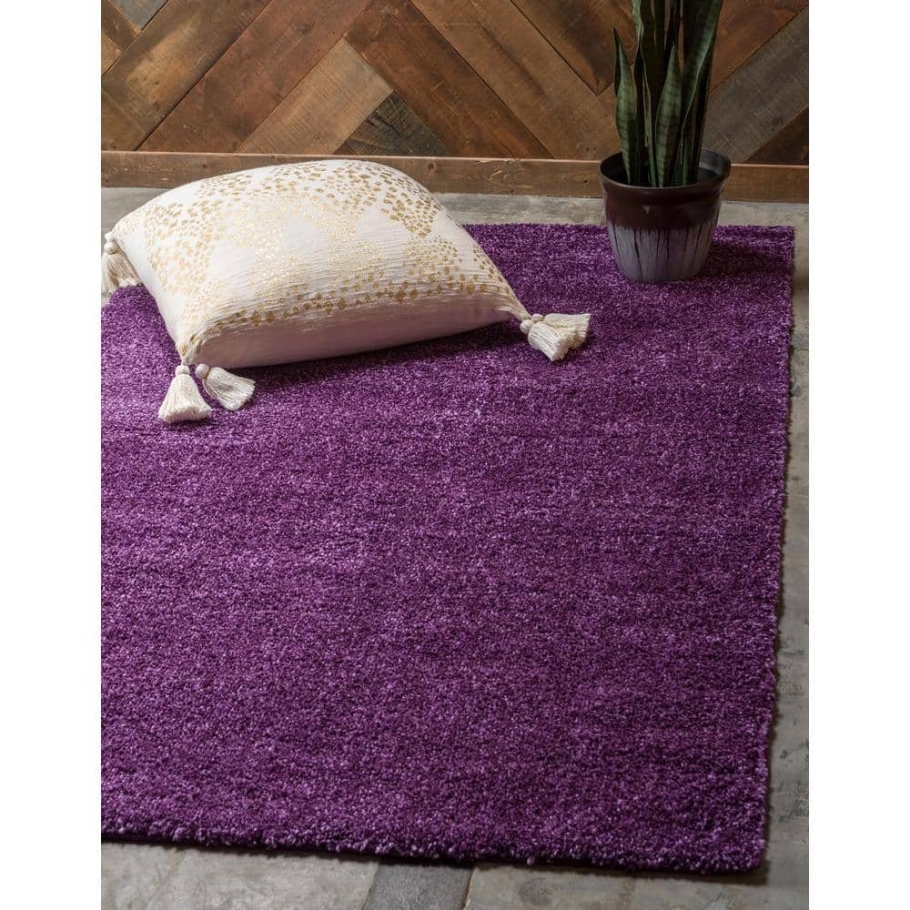 Plush Violet Shag 5' x 7' Rectangular Easy-Care Area Rug