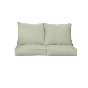 25 in. x 25 in. x 5 in. (4-Piece) Deep Seating Outdoor Loveseat Cushion in Sunbrella Revive Stem