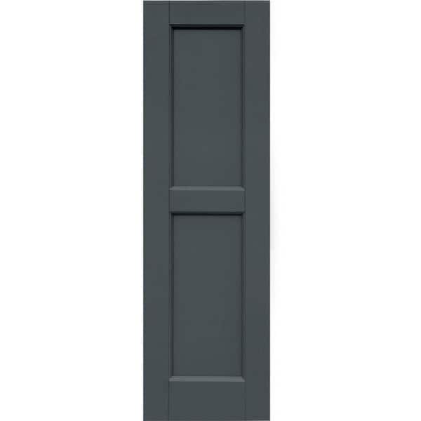 Winworks Wood Composite 12 in. x 40 in. Contemporary Flat Panel Shutters Pair #663 Roycraft Pewter