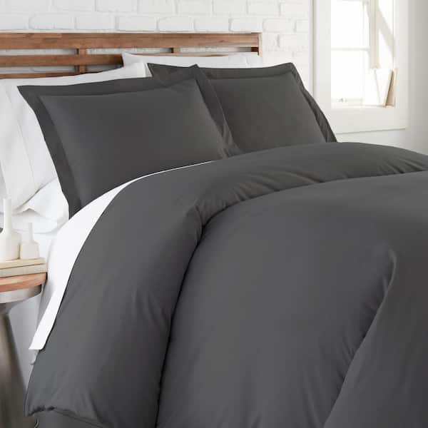 SOUTHSHORE FINE LINENS Vilano Classic 3-Piece Slate Full/Queen Micorfiber Duvet Cover Set