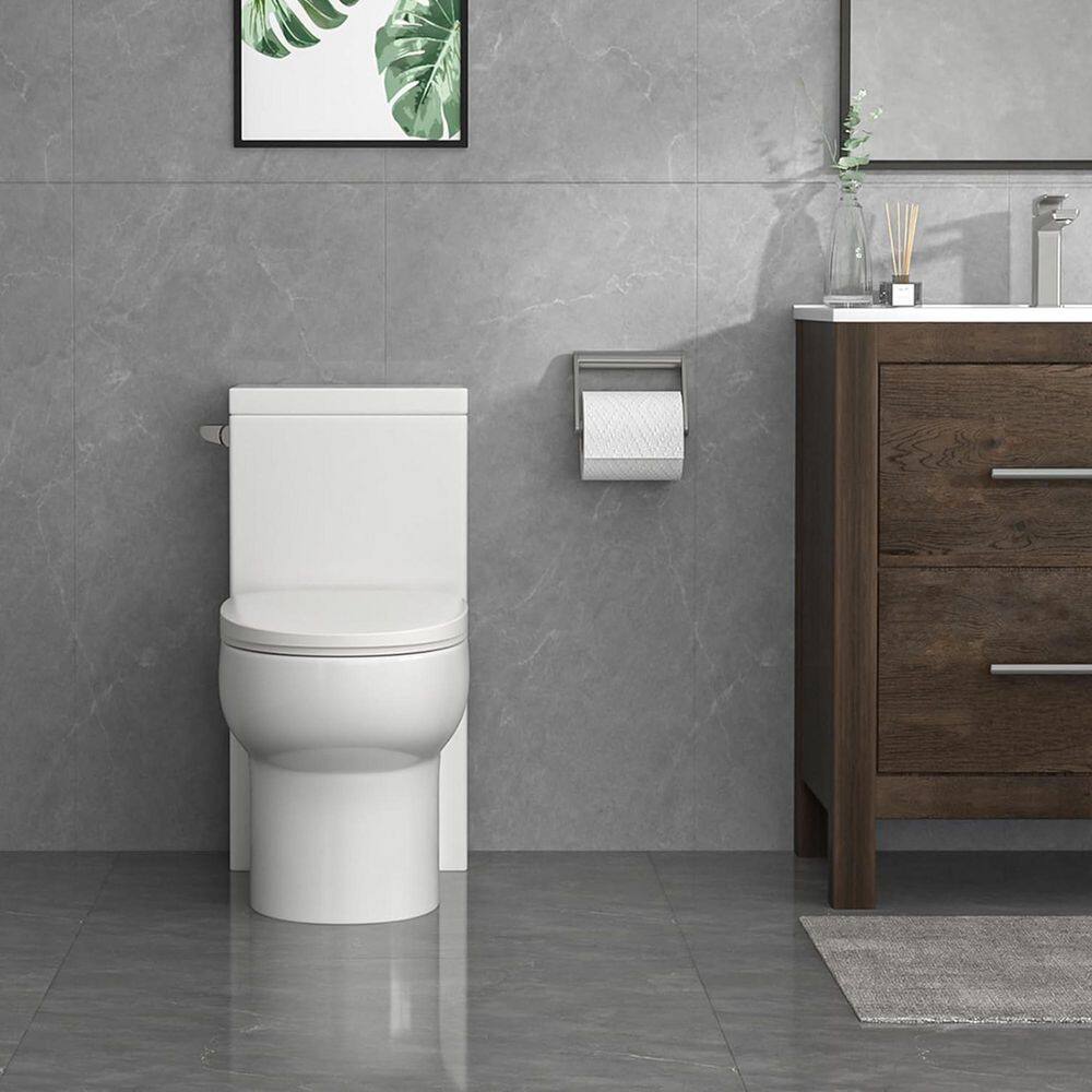 Glossy White Ceramic Elongated One-Piece Corner Toilet
