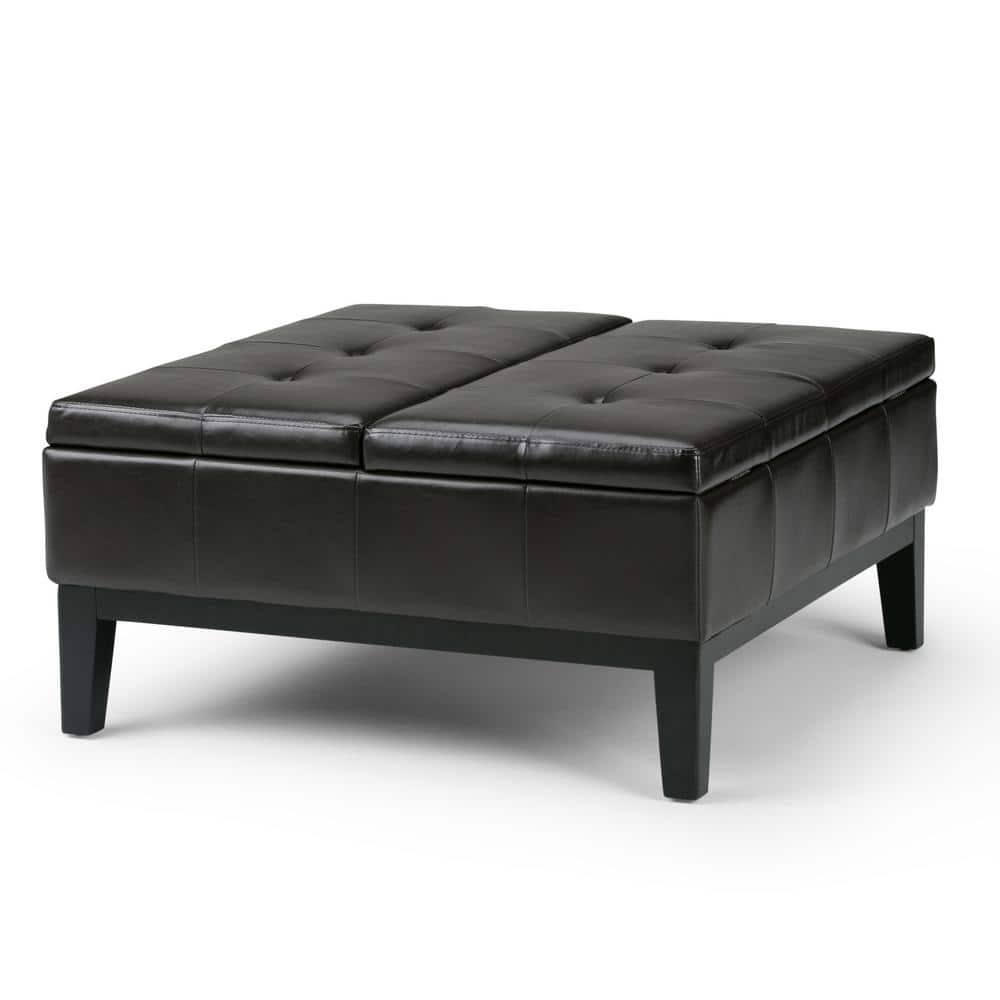 Tanner's Brown Faux Leather Tufted Storage Ottoman