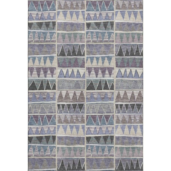 Mayfield Premium Machine Washable Abstract AMF2205 Lavender 3 ft. x 5 ft. Area Rug