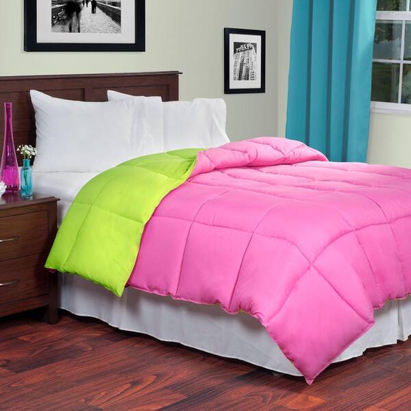 Lavish Home Reversible Pink/Lime Down Alternative Full Comforter