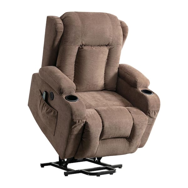 Z-joyee Brown Fabric Recliners Power Lift Recliner Chair Recliners for Elderly with USB