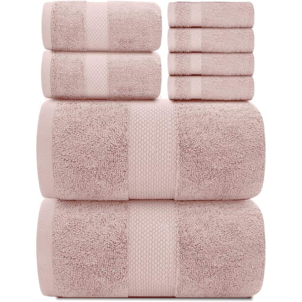 8-Piece Pink 100% Combed Cotton Towel Set
