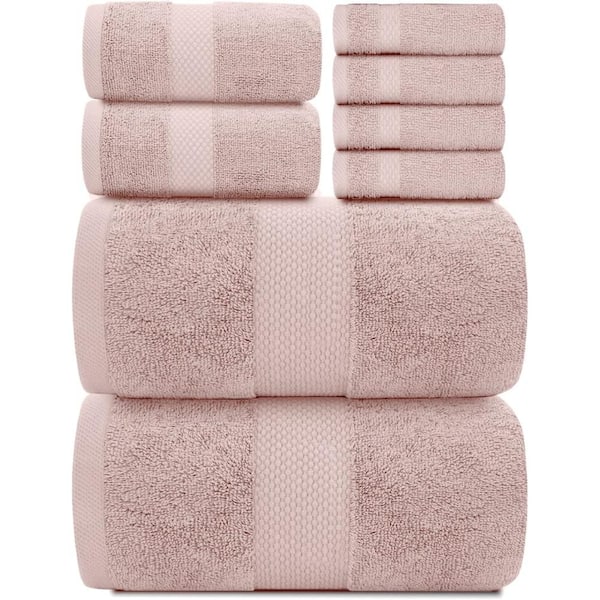 8-Piece Pink 100% Combed Cotton Towel Set
