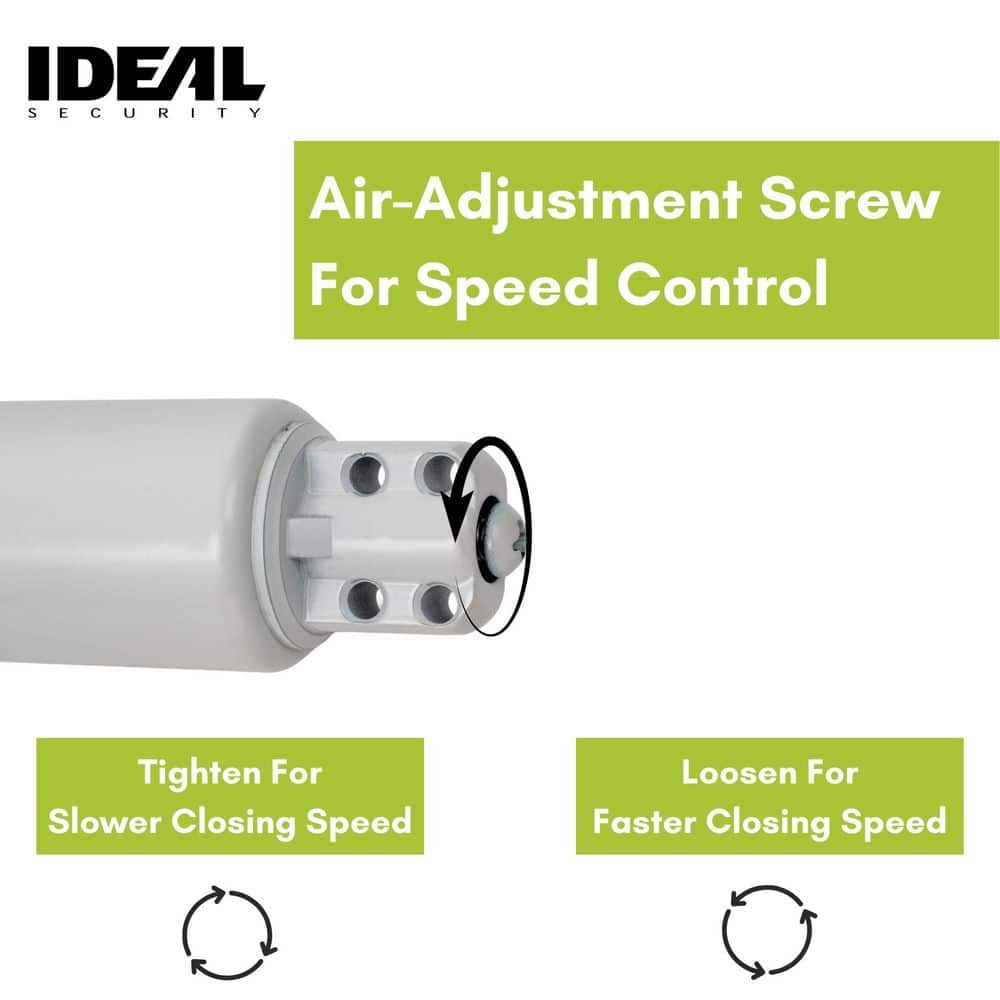 Universal White Pneumatic Storm Door Closer with Adjustable Speed