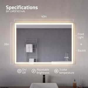 40 in. W x 28 in. H Rectangular Frameless LED Front/Back Lighting Wall Mounted Bathroom Vanity Mirror with Defogger