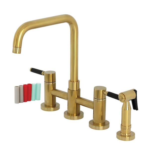 Kaiser 2-Handle Bridge Kitchen Faucet in Brushed Brass