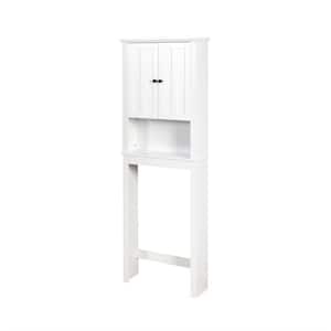 7.72 in. W x 67.32 in. H x 23.62 in. D White Over-the-Toilet Space Saver Storage with a Adjustable Shelf