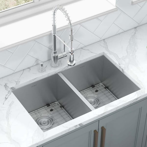 Nesta 30 in. Undermount 50/50 Double Bowl 16-Gauge Stainless Steel Kitchen Sink