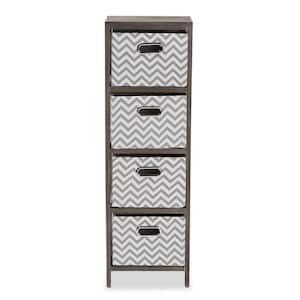 Jorah Grey and White Tallboy Storage Cabinet with 4-Baskets