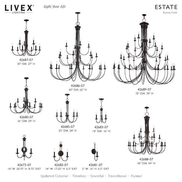 Livex Lighting Estate 24-Light Bronze Chandelier 42686-07