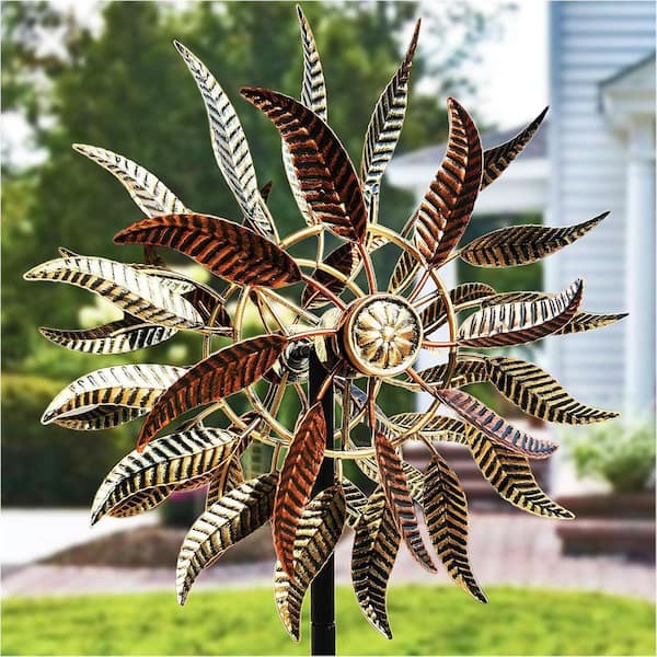 63 in. H Metal Garden Solar Wind Spinner, Sun Outdoor Wind