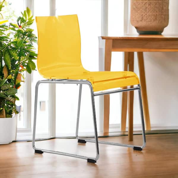LeisureMod Lima Modern Acrylic Chair Set of 4